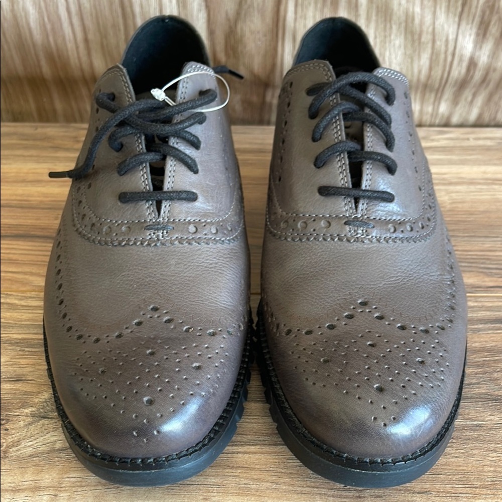 New Cole Haan Men's Zerogrand Wing Oxford, british tanBrown Leather Brogue Shoes